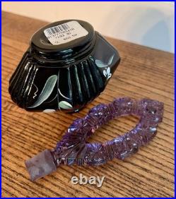 Fenton-Vintage Black Art Glass Hand Painted Perfume Bottle-Original Box & Labels