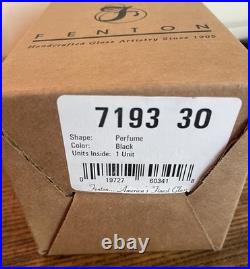 Fenton-Vintage Black Art Glass Hand Painted Perfume Bottle-Original Box & Labels