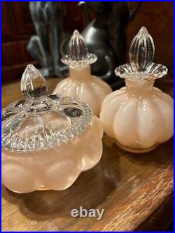 Fenton glass 3 pc set vintage vanity