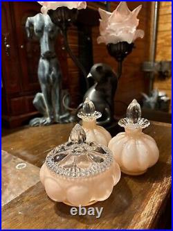 Fenton glass 3 pc set vintage vanity
