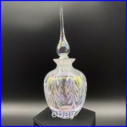 Fine Studio Art Glass Perfume Empty Bottle Iridescent Crystal 7T 2.5W Vintage