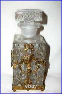 French Ormolu Bronze Dore Perfume Bottle Holder Flower Basket Apollo Antique