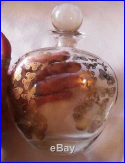 French Vintage PERFUME Clear Glass BOTTLE, Gold Butterflies, Jardin des Thermes