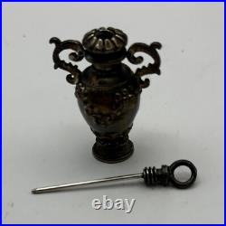 GROUP 4X Vintage Small Perfume Metal Bottle 2X Pins 2X Urns Sterling GROUP 4X Vintage Small Perfume Metal Bottle 2X Pins 2X Urns Sterling