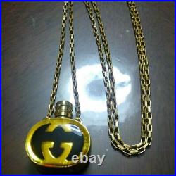 GUCCI GG Interlocking Logo Perfume Bottle Motif Pendant Necklace Vintage Jewelry