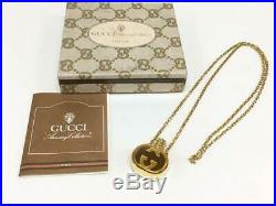 GUCCI Perfume Bottle Motif Pendant GG Interlocking Logo Necklace Vintage Jewelry