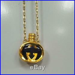 GUCCI Perfume Bottle Motif Pendant GG Interlocking Logo Necklace Vintage Jewelry