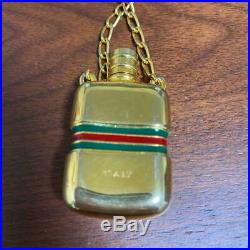 GUCCI Vintage Old Perfume Bottle Shape Gold Tone Sherry Line Pendant Necklace