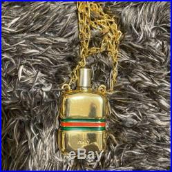 GUCCI Vintage Old Sherry Line Perfume Bottle Shape Gold Tone Pendant Necklace