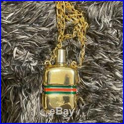 GUCCI Vintage Old Sherry Line Perfume Bottle Shape Gold Tone Pendant Necklace
