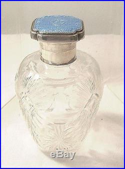 Guilloche Enamel On Sterling Cap Vintage Perfume/scent Bottle Richard Comyns