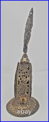 Gilded Ormolu Vintage Vanity Filigree Perfume Bottle W Flowers Applicator U219/1