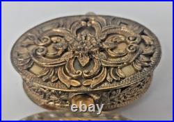 Gilded Ormolu Vintage Vanity Filigree Perfume Bottle W Flowers Applicator U219/1
