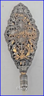 Gilded Ormolu Vintage Vanity Filigree Perfume Bottle W Flowers Applicator U219/1