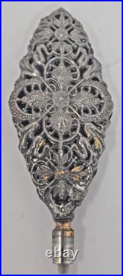 Gilded Ormolu Vintage Vanity Filigree Perfume Bottle W Flowers Applicator U219/1
