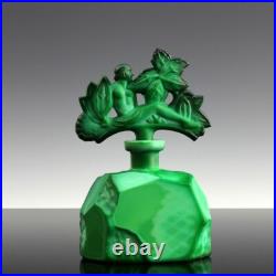 Glamorous Art Deco Malachite Glass Bohemian Perfume Bottle 1930' H. Hoffmann Glamorous Art Deco Malachite Glass Bohemian Perfume Bottle 1930' H. Hoffmann