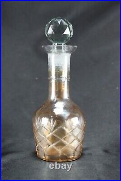 Glass Perfume Bottle Vintage Rare Hand Cut Glass Art Clear Diamond Stopper