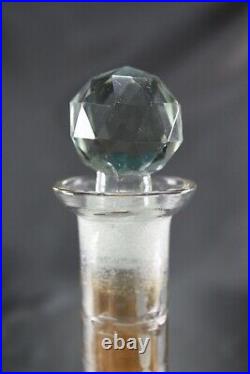 Glass Perfume Bottle Vintage Rare Hand Cut Glass Art Clear Diamond Stopper