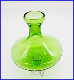 Glass Perfume Bottles Pair of 2 Matching Green w Clear Swirled Stoppers Antique