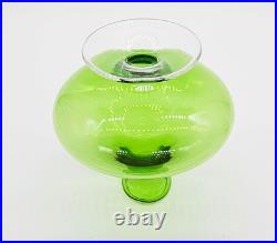 Glass Perfume Bottles Pair of 2 Matching Green w Clear Swirled Stoppers Antique