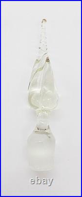 Glass Perfume Bottles Pair of 2 Matching Green w Clear Swirled Stoppers Antique