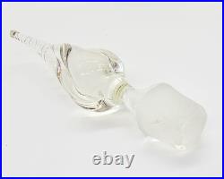 Glass Perfume Bottles Pair of 2 Matching Green w Clear Swirled Stoppers Antique