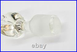 Glass Perfume Bottles Pair of 2 Matching Green w Clear Swirled Stoppers Antique