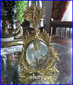 Gorgeous Large Antique/vintage Brass Ornate Ormolu Cherub Bird Perfume Bottle