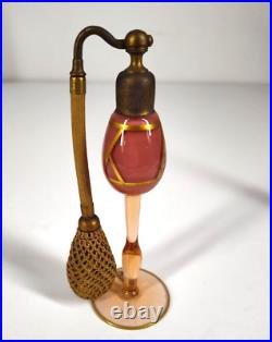 Gorgeous Mauve & Gold Vintage Art Deco Atomizer Perfume Bottle Gironde