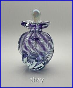 Gorgeous Purple Swirl Art Studio Glass OBG Signed 1988 Vintage Perfume Bottle