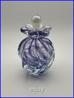 Gorgeous Purple Swirl Art Studio Glass OBG Signed 1988 Vintage Perfume Bottle