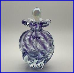 Gorgeous Purple Swirl Art Studio Glass OBG Signed 1988 Vintage Perfume Bottle