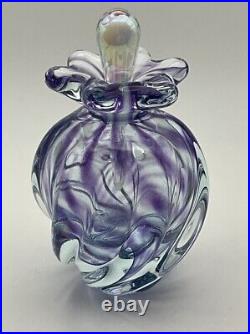 Gorgeous Purple Swirl Art Studio Glass OBG Signed 1988 Vintage Perfume Bottle