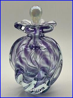 Gorgeous Purple Swirl Art Studio Glass OBG Signed 1988 Vintage Perfume Bottle