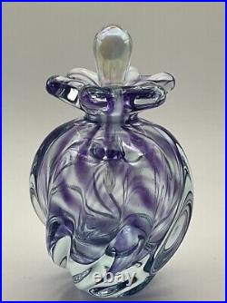 Gorgeous Purple Swirl Art Studio Glass OBG Signed 1988 Vintage Perfume Bottle