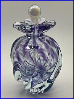 Gorgeous Purple Swirl Art Studio Glass OBG Signed 1988 Vintage Perfume Bottle