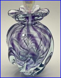 Gorgeous Purple Swirl Art Studio Glass OBG Signed 1988 Vintage Perfume Bottle