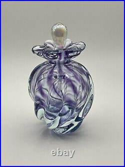 Gorgeous Purple Swirl Art Studio Glass OBG Signed 1988 Vintage Perfume Bottle