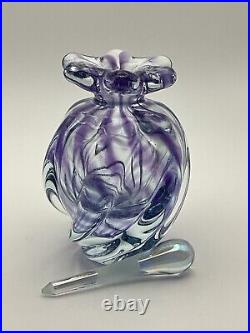 Gorgeous Purple Swirl Art Studio Glass OBG Signed 1988 Vintage Perfume Bottle