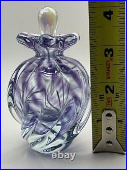 Gorgeous Purple Swirl Art Studio Glass OBG Signed 1988 Vintage Perfume Bottle