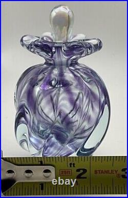 Gorgeous Purple Swirl Art Studio Glass OBG Signed 1988 Vintage Perfume Bottle