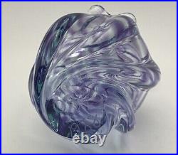 Gorgeous Purple Swirl Art Studio Glass OBG Signed 1988 Vintage Perfume Bottle