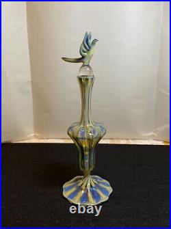 Gorgeous & Rare Vintage Townsend Glass Studio Perfume Bottle With Bird Stopper