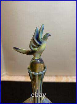 Gorgeous & Rare Vintage Townsend Glass Studio Perfume Bottle With Bird Stopper