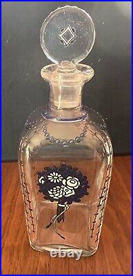 Gorgeous Vtg Deco Enameled Baccarat Perfume/scent/dresser Bottle