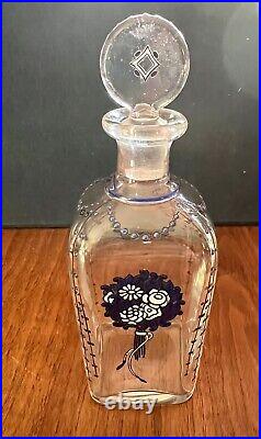 Gorgeous Vtg Deco Enameled Baccarat Perfume/scent/dresser Bottle