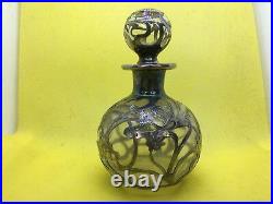 Gorham Marked Sterling Silver Glass Overlay Perfume Bottle Vintage D1070 4