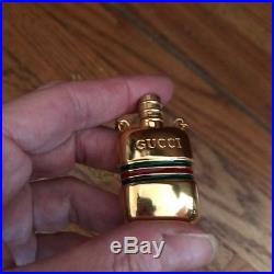 Gucci Rare Perfume Bottle Vintage Necklace with Logo, Long Chain Made in Italy