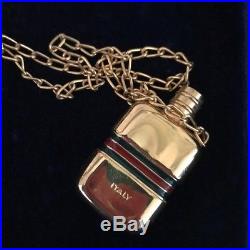 Gucci Rare Perfume Bottle Vintage Necklace with Logo, Long Chain Made in Italy