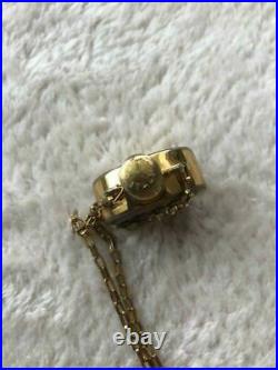 Gucci Vintage Charm Chain Necklace Perfume Case Motif GG Logo Gold Tone Jewelry